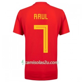Camisolas de Futebol Espanha Raul 7 Equipamento Principal Copa do Mundo 2018 Manga Curta